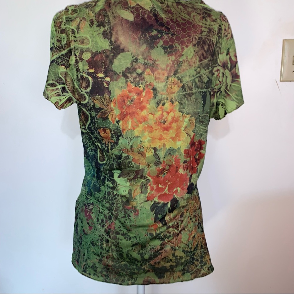 B.L.E.U. green beaded sublimation top Large - Picture 4 of 5